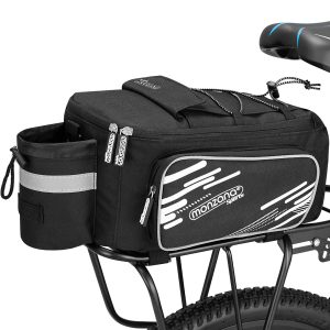 Monzana cykel taske 12L til bagagebærer vandtæt reflekterende skulderrem aftagelig isolerede køletaske 5 rum sort grå bagage taske, farve: 30x16x15cm sort