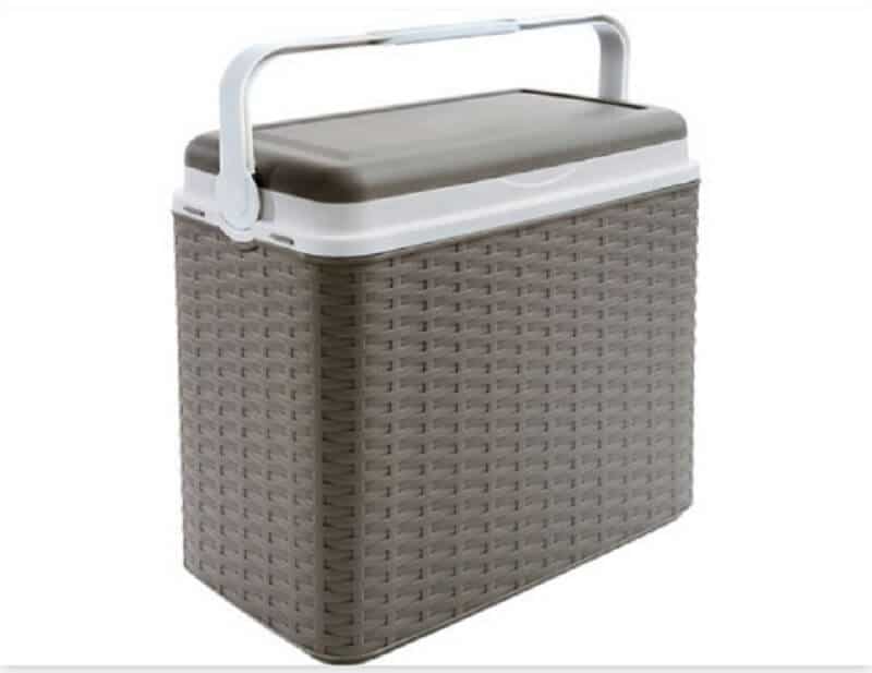 Køletaske 24L plast grå m. grønt låg