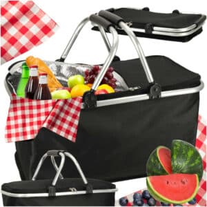 Termisk foldbar picnickurv i sort
